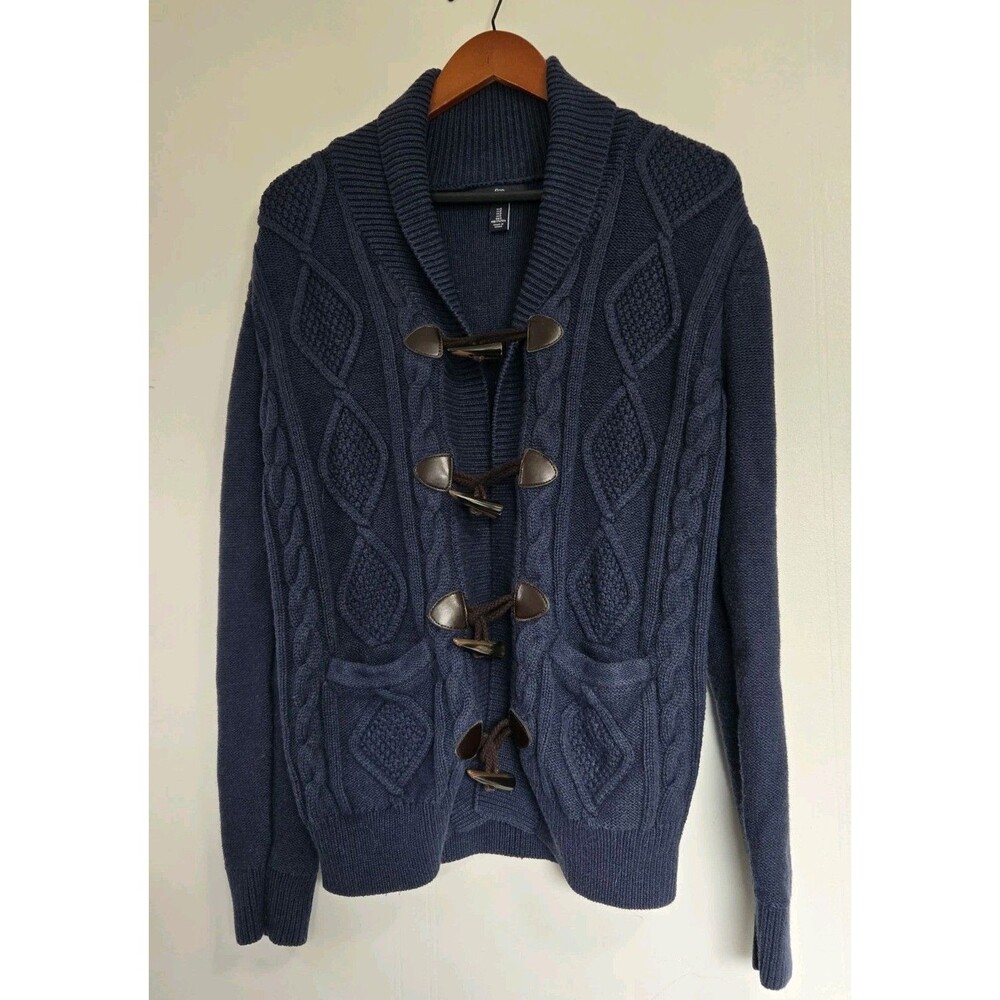 GAP Sweater Mens S Toggle Shawl Collar Cardigan Nautical Navy Rustic Preppy